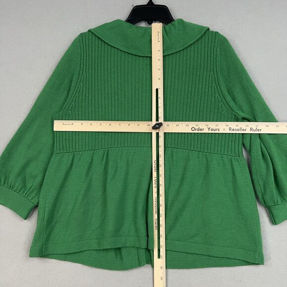 Tibi Sweater Womens Medium Kelly Green Merino Wool Cardigan Peter Pan Luxury - Picture 11 of 14